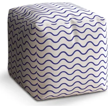Taburet Sablio Taburet Cube Modré vlnky: 40x40x40 cm