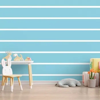 Tapeta Sablio Tapeta Bílé pruhy na modré - 208x125 cm