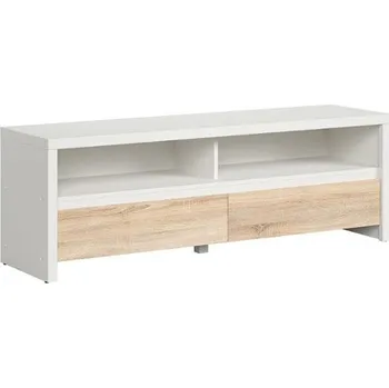 Televizní stolek TV stolek Kaspian - Black Red White - BRW Bílý/Dub sonoma 143.5x48.5 cm