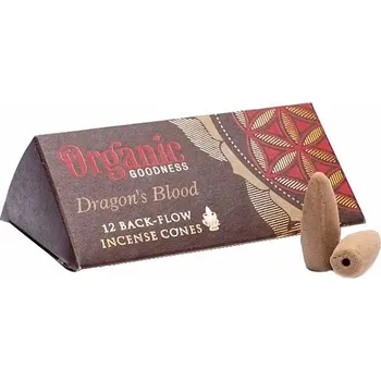 Vonná tyčinka Vonné kužely pro tekoucí dým Organic Goodness Dragons blood Backflow Cones 12 ks