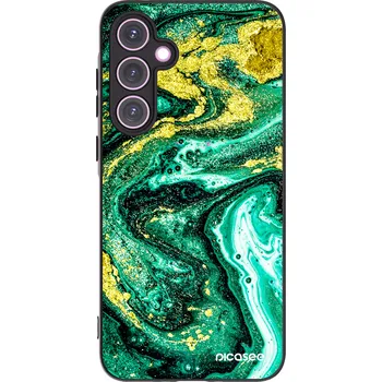 Pouzdro na mobilní telefon Picasee silikonový černý obal pro Samsung Galaxy A35 5G A356B - Green Gold