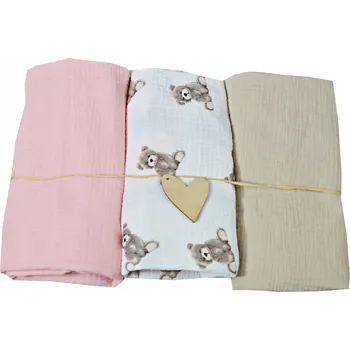 látková plena MUŠELÍNOVÉ PLENY PLENKY PREMIUM SET 3ks 75X75 KOMPLET