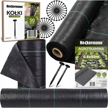 Mulčovací textilie AGROTEXTILIE AGROVLÁKNINA ROHOŽ PROTI PLEVELU UV 3% 90g 0,8x50m + 50x KOLÍKY