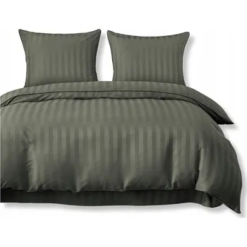 Povlečení Povlečení 160x200 šedé Damašek pruhy s lemováním klasická tlustá