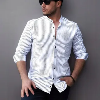 Pánská košile Košile Rubaska pánská casual s dlouhým rukávem slim střihu bavlna velikost M