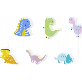 Dortová svíčka Barevné svíčky DINOSAUŘI na narozeniny dort 6 Ks