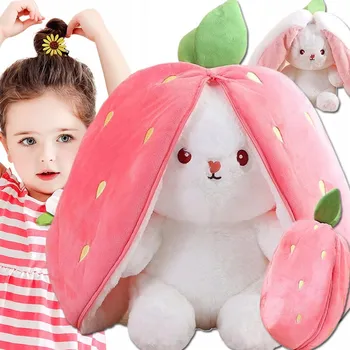 plyšák KRÁLÍK V JAHODĚ Plyšák KRÁLÍČEK JAHODA 2v1 25 cm