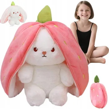 plyšák PLYŠOVÁ HRAČKA KRÁLÍK JAHODA PLYŠÁK PLYŠOVÝ MAZLÍČEK PŘÍTULNÍČEK 2v1 25 cm