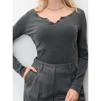 Dámské tričko Sinsay - Tričko s dlouhými rukávy - námořnická modrá - 202AI-95X - 202AI-95X-XS