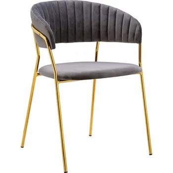 Jídelní židle Židle MARGO tmavě šedá - velur, zlatá podnož