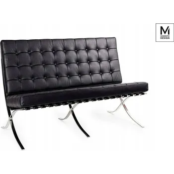 Pohovka MODESTO dvoumístná pohovka BARCELON černá - ekokůže, ocel leštěná