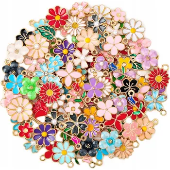 Obraz Charms přívěsky ozdobné květiny na výrobu šperků a klíčenek sada 100 ks