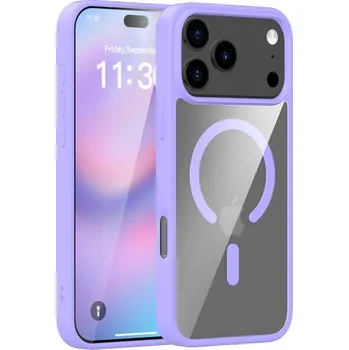 Pouzdro na mobilní telefon JP MagFit Clear MagSafe obal s N52 magnetem, iPhone 17 Pro Max, fialový