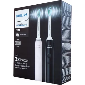 Elektrický zubní kartáček 2x Philips Sonicare 3100 sonický kartáček C1 černá a růžová HX3675/15