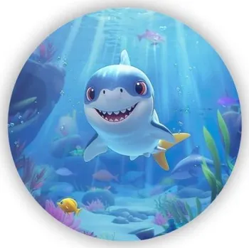 Dekorativní magnet Magnetka 65x65mm ve tvaru kruhu - přátelský žralok