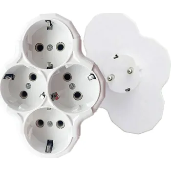 Elektrická zásuvka Čtyřnásobná zásuvka do zdi, pokojová, BÍLÁ - 4x zásuvka