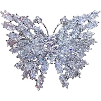 Brož Blyštivá brož Motýl Silver Troli