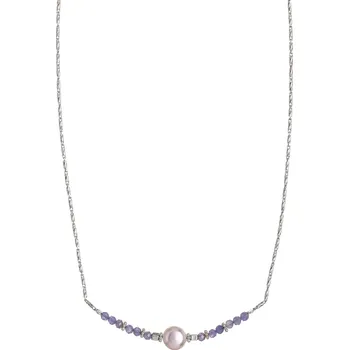 Náhrdelník Stříbrný náhrdelník s korálky tanzanitu a pravou perlou AL4109-Argento-Tanzanite Alisia