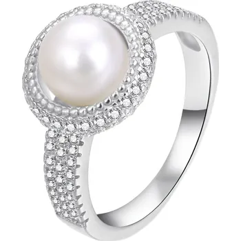 Prsten Oslnivý stříbrný prsten s pravou perlou AGT-R10W Agato / Obvod: 54 mm - 54 mm