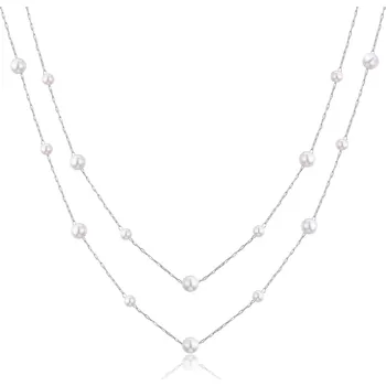 Náhrdelník Dvojitý perličkový náhrdelník z oceli Wisdom SWI09 S Agapo