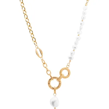 Náhrdelník Půvabný ocelový náhrdelník s perlami VBS006S-PET Troli