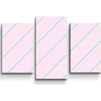 Obraz Sablio Obraz - 3-dílný Modré pruhy na růžové - 75x50 cm