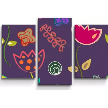 Obraz Sablio Obraz - 3-dílný Nakreslené květiny - 75x50 cm