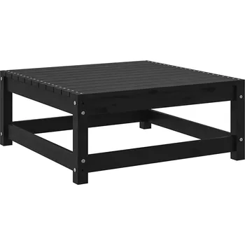 Zahradní sestava Nábytek XL Zahradní podnožka 70 x 70 x 30 cm černá masivní borové dřevo 805674