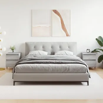 Noční stolek Nábytek XL Noční stolky 2 ks šedé sonoma 40 x 35 x 50 cm kompozitní dřevo 830665