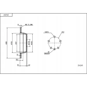 Brzdový kotouč Hart 214 249 Brzdový kotouč