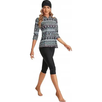 Dámské plavky NadamuSun Vzorované plavky pro ženy s 3/4 rukávem, 4XL