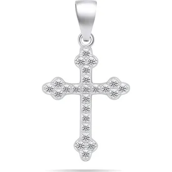 Náramek Brilio Silver Stříbrný přívěsek s čirými zirkony Křížek PT84W (Ag 925/1000, 1,3 g)
