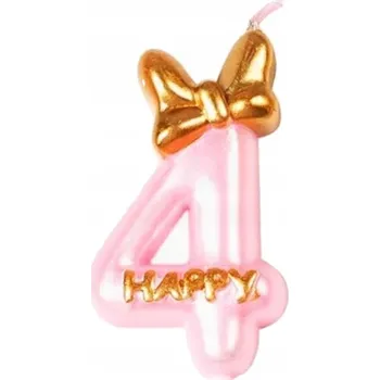 Dortová svíčka NAROZENINOVÁ dort ČÍSLICE 4 RŮŽOVÁ MAŠLE MAŠLE J