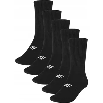 Pánské ponožky Ponožky Dlouhé bavlněné prodyšné Ponožky 4F M481 Černé 5 párů 43-46