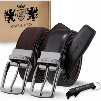 Opasek Kožený opasek pánský OBOUSTRANNÝ pravá kůže Černá/Hnědá ZAGATTO