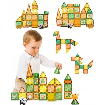 ostatní stavebnice MAGNETICKÉ STAVEBNÍ STAVEBNICE 2D 3D Zoo 68 DÍLŮ Zvířata Pro děti