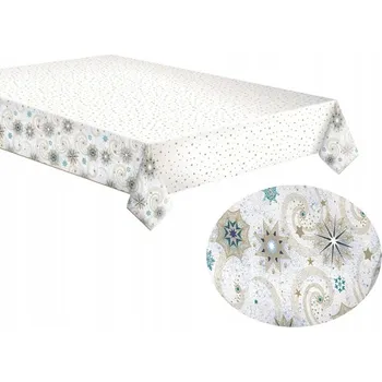 Vánoční dekorace PAPÍROVÝ UBRUS "Zlaté a tyrkysové hvězdičky"