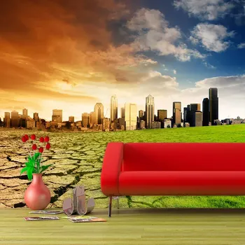 Tapeta Sablio Tapeta Vyprahlá zem před mrakodrapy - 125x75 cm