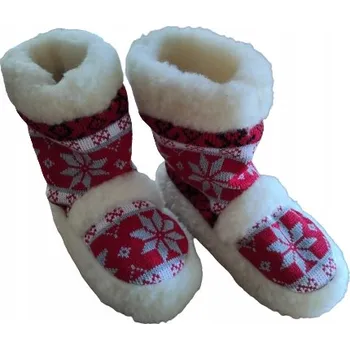 Dámská obuv Bačkory Pantofle Červené Vánoční Teplé Vlněné Vysoké Vlna Zimní 37