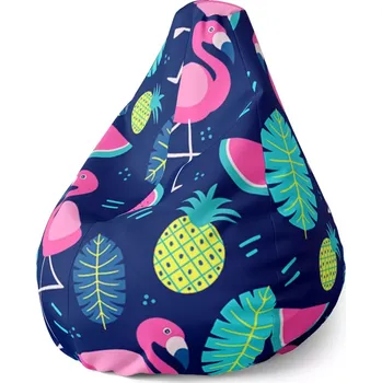 Sedací pytel Sablio Sedací vak Pear Růžoví plameňáci - 70 x 95 x 15 cm