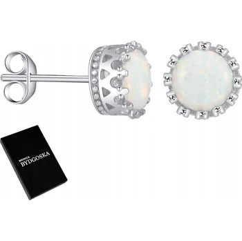 Náušnice STŘÍBRNÉ NÁUŠNICE RHODIOVANÉ ŠROUBKY OPAL STŘÍBRO 925 PRO ŽENU