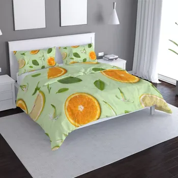 Povlečení Sablio Povlečení Citrus a květ - 140x200 / 90x70