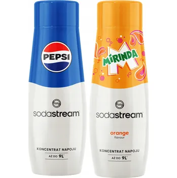 Sirup pro výrobník sody Sada 2x sirup Sodastream Pepsi + Mirinda koncentrát cola pomerančový sirup