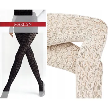 Dámské spodní prádlo MARILYN Teplé Punčocháče silné vzorované žakárové SOPHIA 874 PÍSKOVÉ 3/4