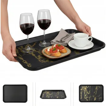 ČERNÝ PROTISKLUZOVÝ KUCHYŇSKÝ ČÍŠNICKÝ PODNOS Z PLASTU 41,5×30,5×2 CM