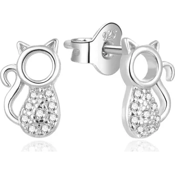 Náušnice Půvabné stříbrné náušnice se zirkony Kočičky AGUP682L Beneto