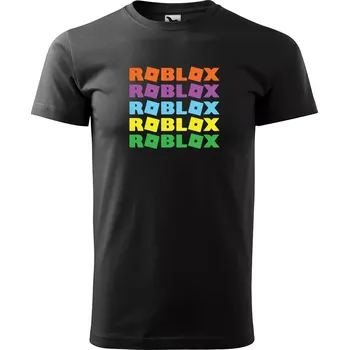 Sablio Tričko s potiskem ROBLOX barevný text - černé 4XL