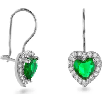 Náušnice Stříbrné visací náušnice Srdíčko se zirkony AJNS0048 Again Jewelry