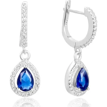 Náušnice Kapkové stříbrné náušnice s modrými zirkony AGUC2248 Beneto