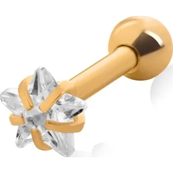 Náušnice Pozlacená piercingová náušnice s krystalem Hvězdička Troli